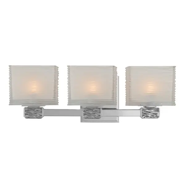 The Hartsdale combines energy-efficient LED technology with elegant glass shades featuring clear exteriors and white interiors for optimal task lighting. Its 19-inch width makes it ideal for standard bathroom vanities.