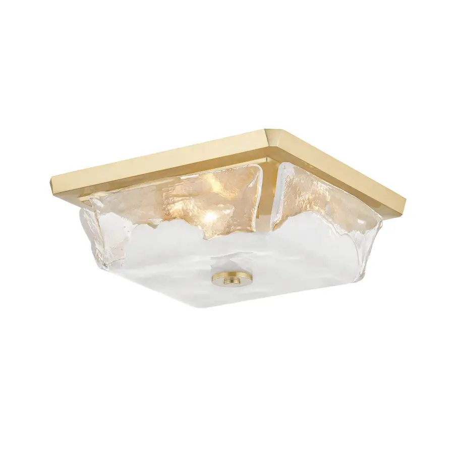 Hines 3-Light Flush Mount in Aged Brass