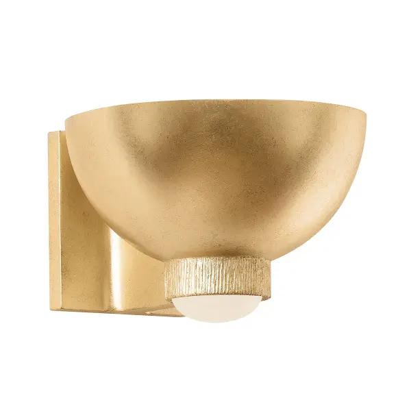 The Fairview sconce combines ornamental beauty with practical lighting. Its open bowl design washes walls with ambient light while the lower lens creates a decorative downlight effect. The Vintage Gold Leaf finish adds timeless opulence to intimate spaces.