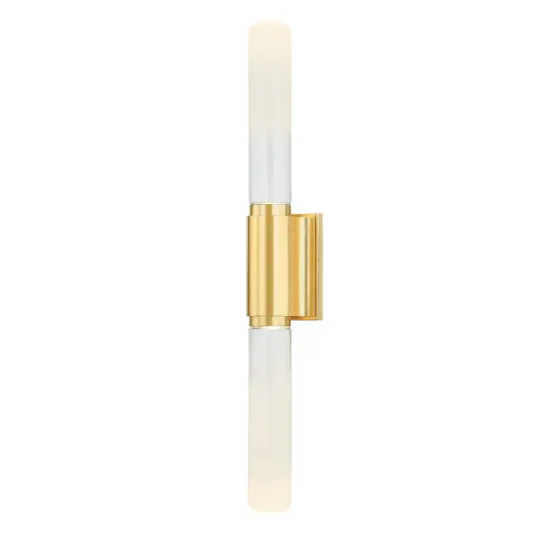 The Colrain sconce beautifully balances form and function with its delicate Sfumato glass shades that cast gentle upward and downward light. The opaque white ends eliminate glare while the aged brass finish adds warmth and sophistication to any space.