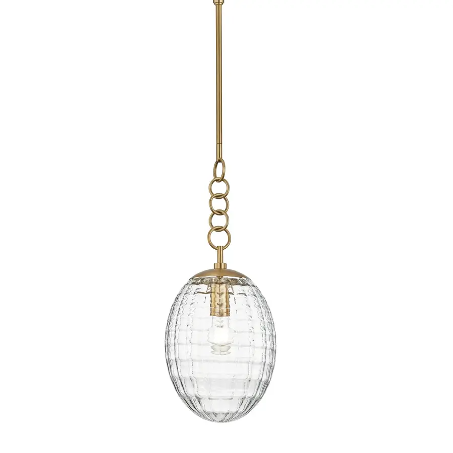 Venice One Light Pendant in Aged Brass