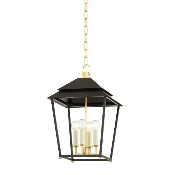 This traditional lantern pendant brings architectural elegance to any space with its aged brass frame and clear glass panels. The four-light configuration provides ample illumination while the classic lantern silhouette adds sophisticated charm to foyers, dining rooms, and entryways.