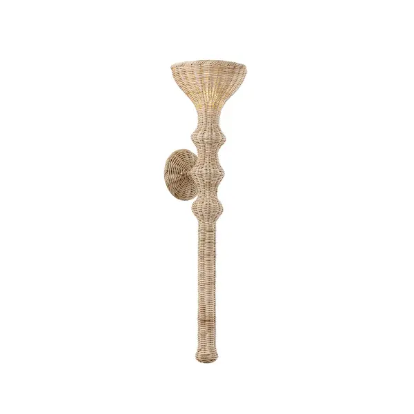 The Mamaroneck sconce brings artisanal craftsmanship and coastal charm to any space. Its handwoven rattan shell creates beautiful light diffusion while the gold leaf finish adds refined elegance. Perfect for creating a wellness-inspired atmosphere.
