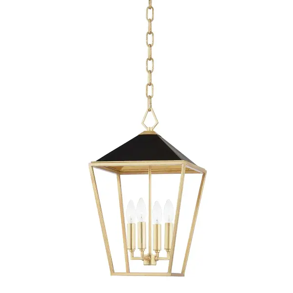 This Hudson Valley pendant delivers refined elegance with its dual-tone Gold Leaf and Black finish. The four-light configuration provides ample illumination while maintaining a balanced, contemporary aesthetic perfect for modern and transitional interiors.
