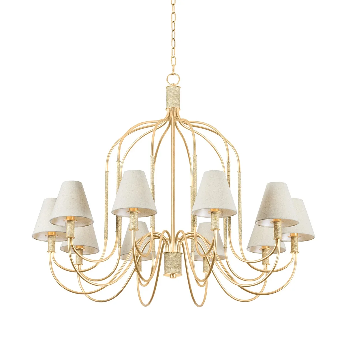 Warrensburg 10-Light Chandelier in Vintage Gold Leaf