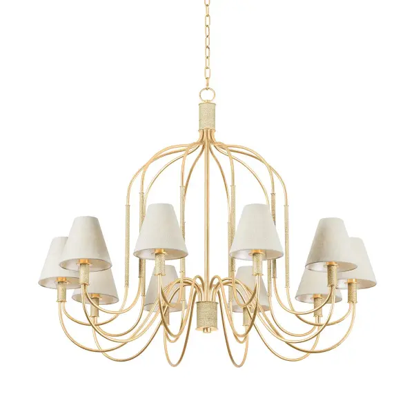 Warrensburg 10-Light Chandelier in Vintage Gold Leaf - Image 1
