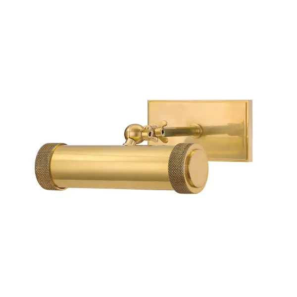 The Ridgewood picture light combines form and function with its innovative tube-within-tube design that allows manual adjustment of light length and angle. Knurled knobs provide tactile control while adding industrial charm.