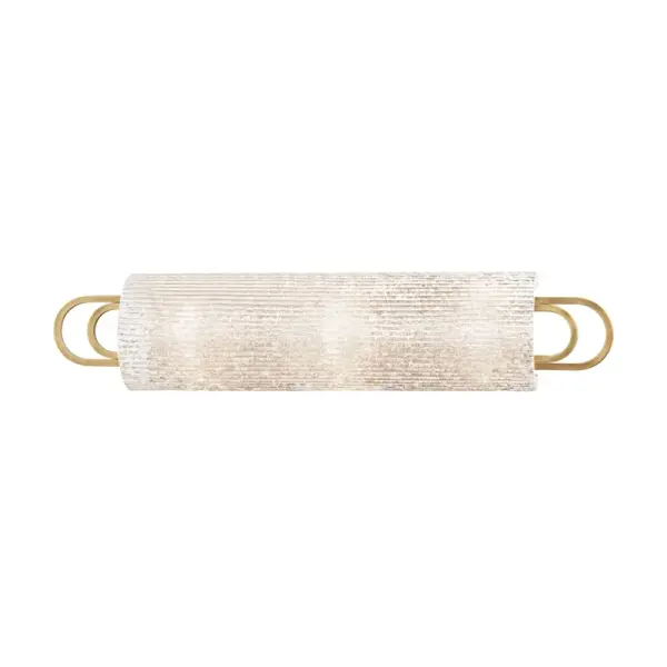 The Buckley LED Bath Bracket combines transitional styling with modern LED efficiency. Its aged brass finish and clean glass shades deliver sophisticated illumination perfect for contemporary bathrooms.