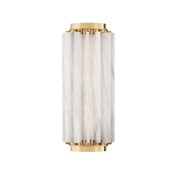 The Hillside LED wall sconce combines timeless design with modern LED efficiency. Its aged brass finish and alabaster shade create warm, inviting illumination perfect for intimate spaces. Damp-rated for versatile placement.