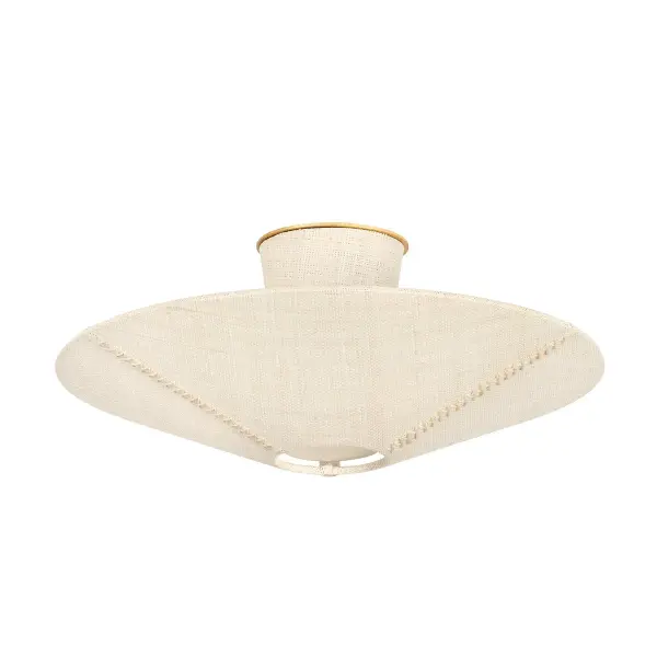 The Salisbury Mills brings natural texture and warmth through its handwoven Saguran fabric shade paired with luxe Gold Leaf accents. Perfect for coastal or bohemian interiors seeking organic sophistication with gentle, diffused lighting.