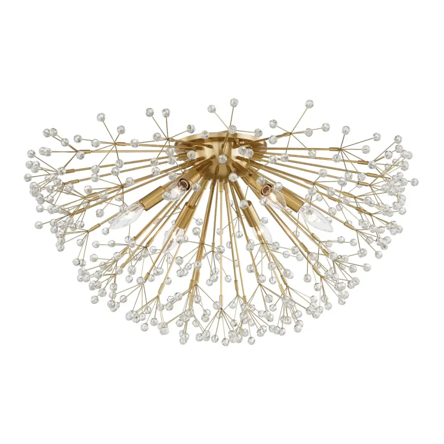 Dunkirk 6-Light Semi-Flush Mount in Aged Brass - Image 1