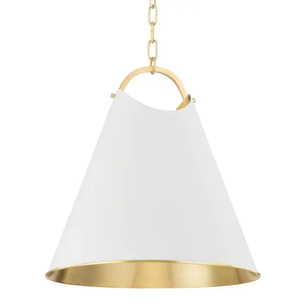 This Hudson Valley pendant combines timeless aged brass metalwork with clean glass detailing, offering versatile style that bridges traditional and contemporary spaces with refined simplicity.