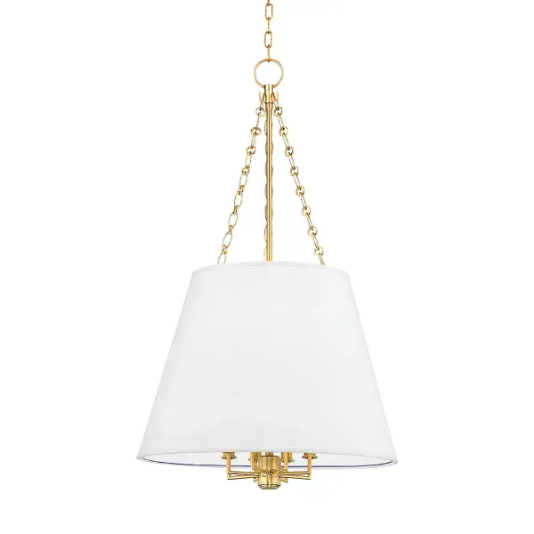 The Burdett pendant masterfully balances contemporary restraint with traditional opulence. Its clean-lined exterior conceals a richly pleated fabric interior that rewards close inspection, making it perfect for spaces that appreciate subtle luxury.