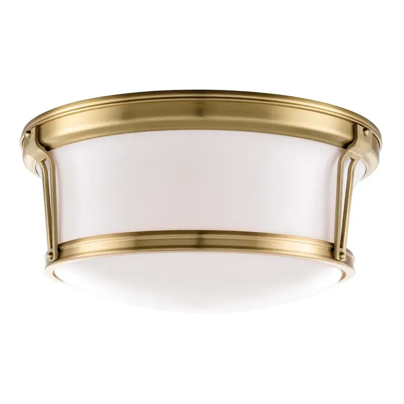 Newport Three Light Flush Mount in Aged Brass - Image 1