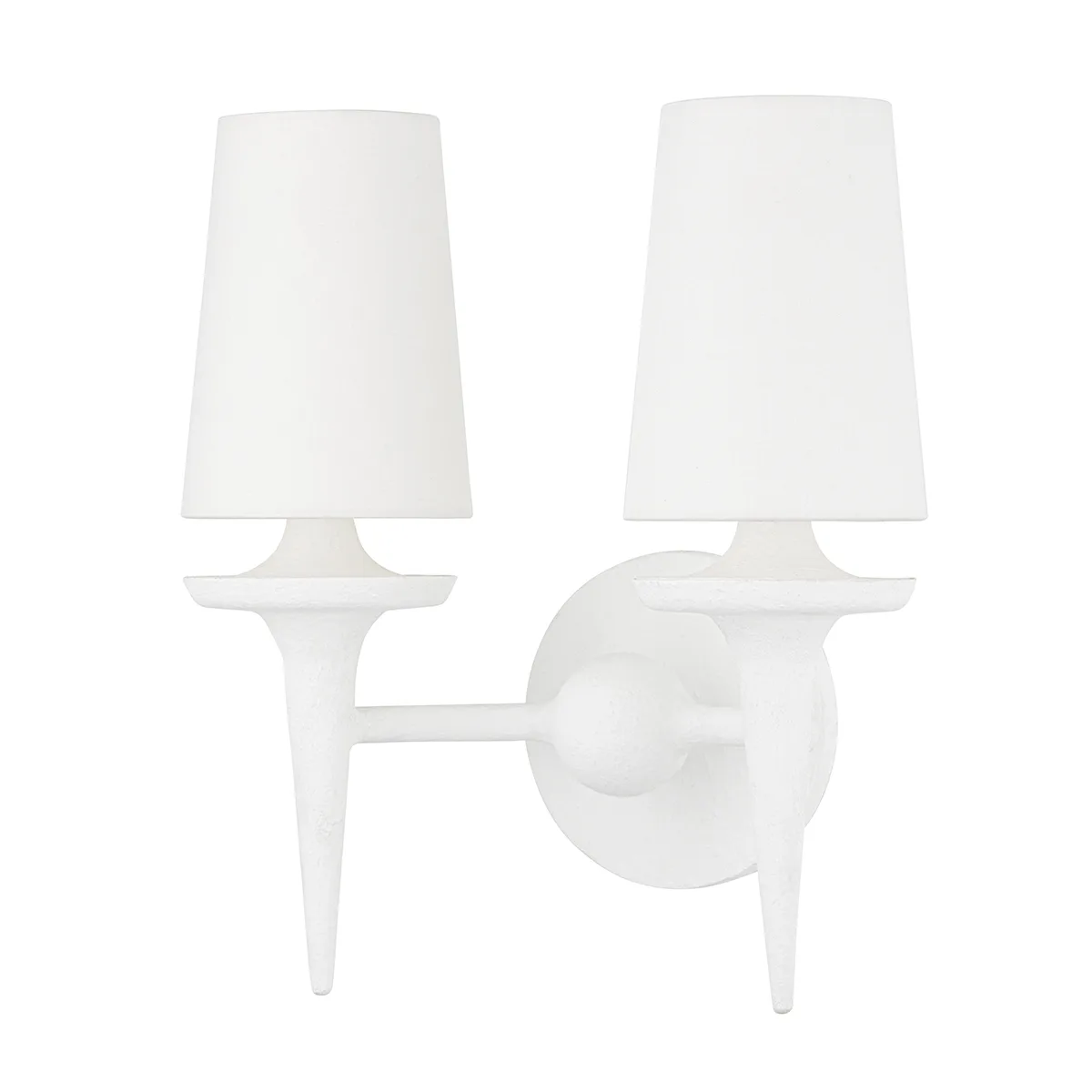 Torch Two Light Wall Sconce in White Plaster