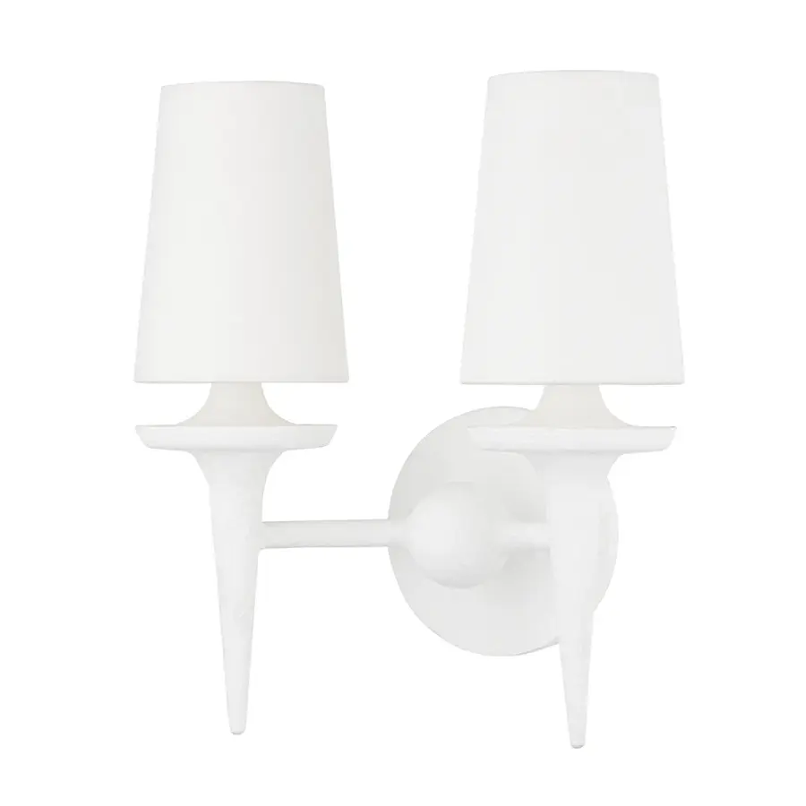 Torch Two Light Wall Sconce in White Plaster