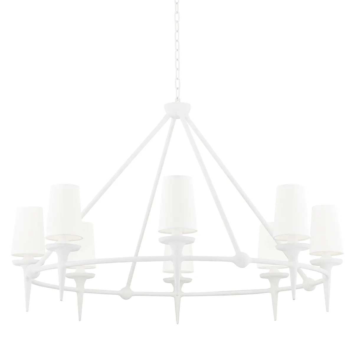 Torch 8-Light Chandelier in White Plaster