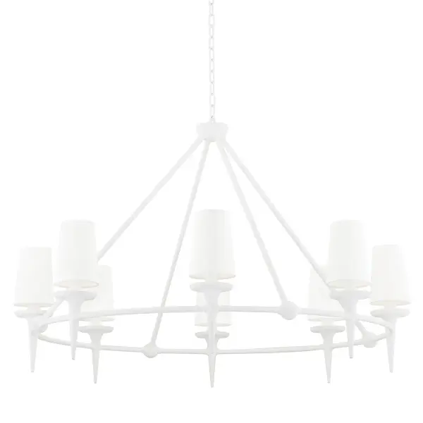 Torch 8-Light Chandelier in White Plaster