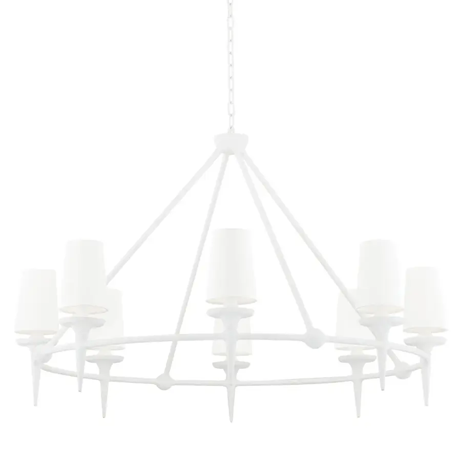 Torch 8-Light Chandelier in White Plaster