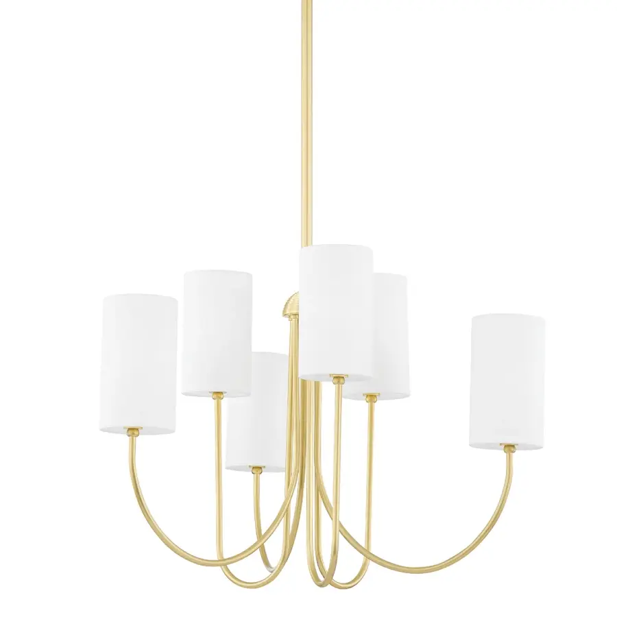 Harlem 6-Light Chandelier in Aged Brass - Image 1