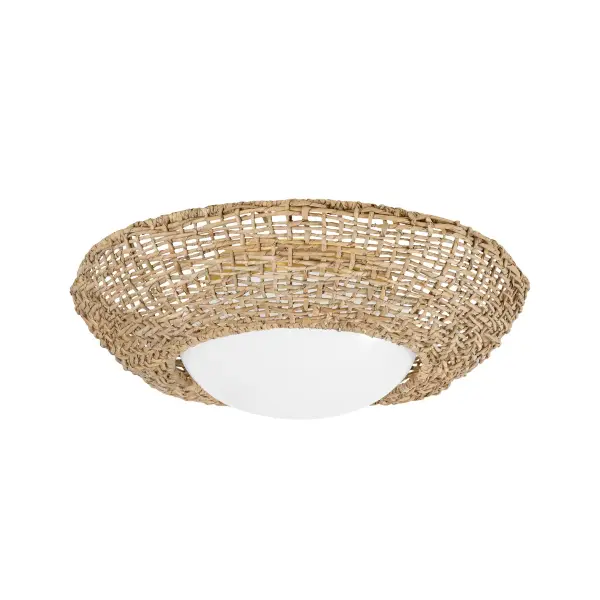 The Killington brings organic warmth to overhead lighting with its hand-woven Abaca rope shade surrounding an opal glass bulb. Perfect for coastal, transitional, or organic modern spaces seeking texture and natural materials.