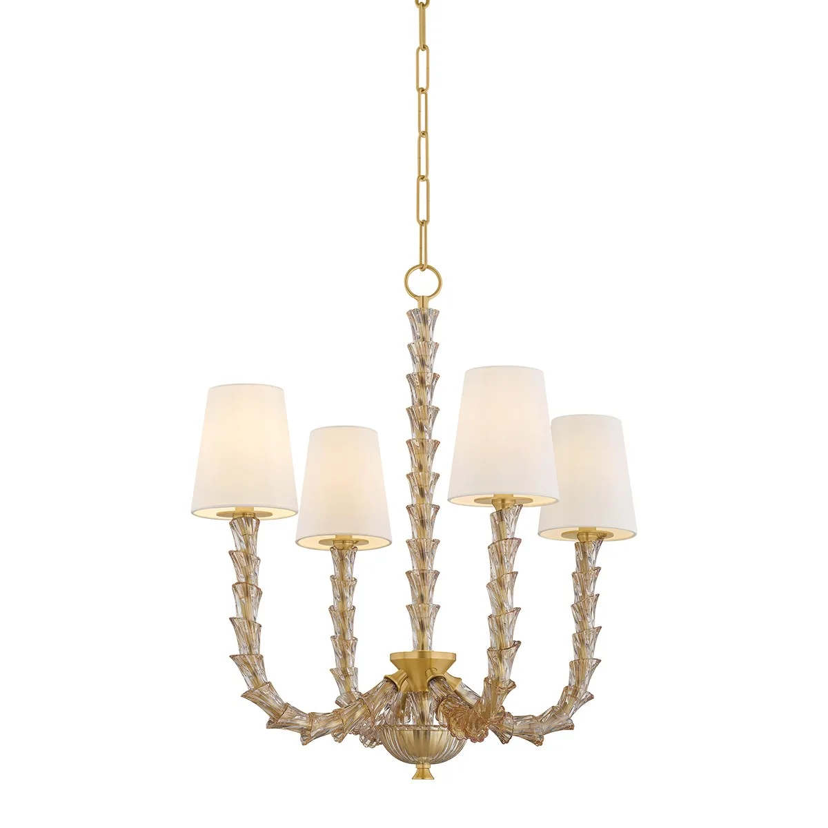 Calumet Four Light Chandelier in Aged Brass