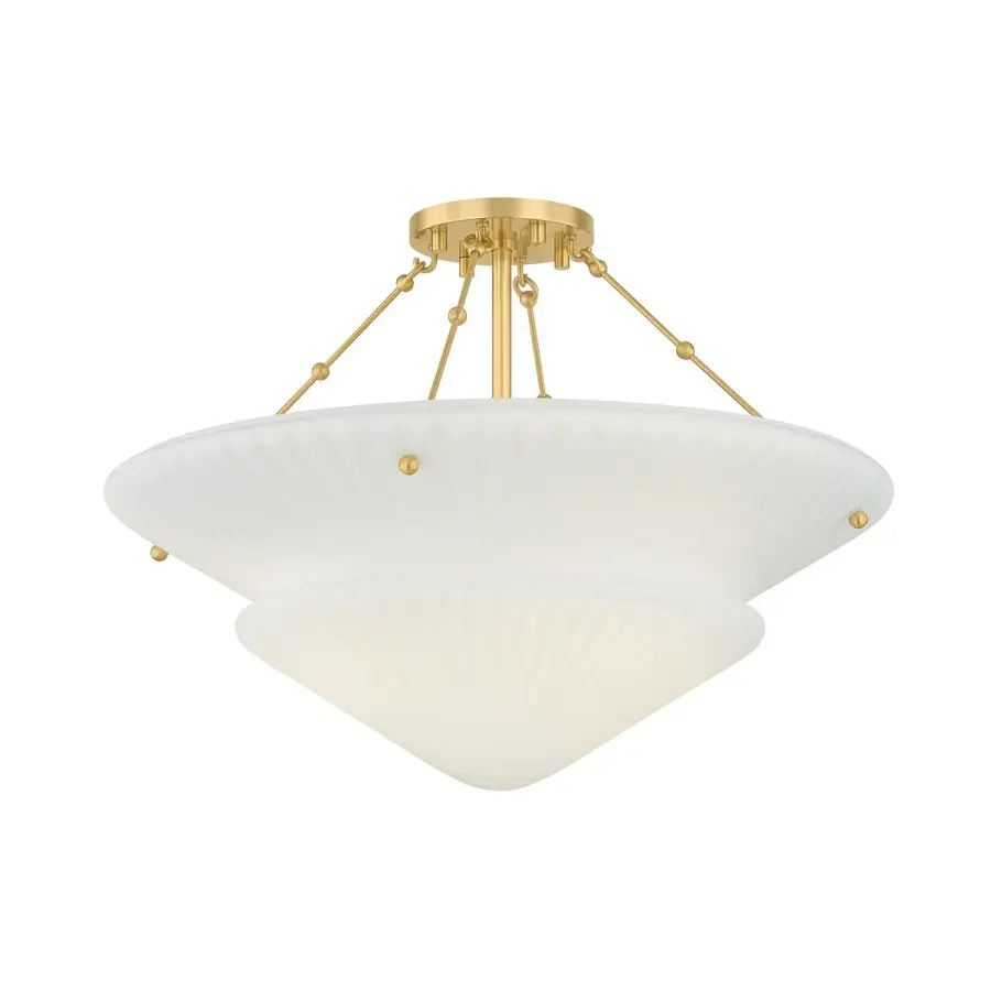 Loburn 3-Light Semi-Flush Mount in Aged Brass