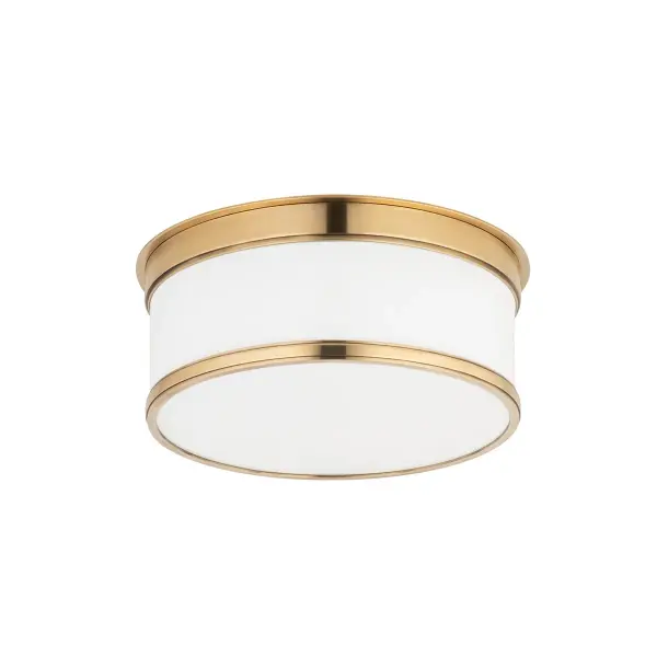 The Geneva flush mount combines vintage-inspired metal rings with modern craftsmanship. Heavy opal glass with a glossy outer layer provides elegant light diffusion, while the twist-and-lock design keeps mounting hardware hidden for a clean look.
