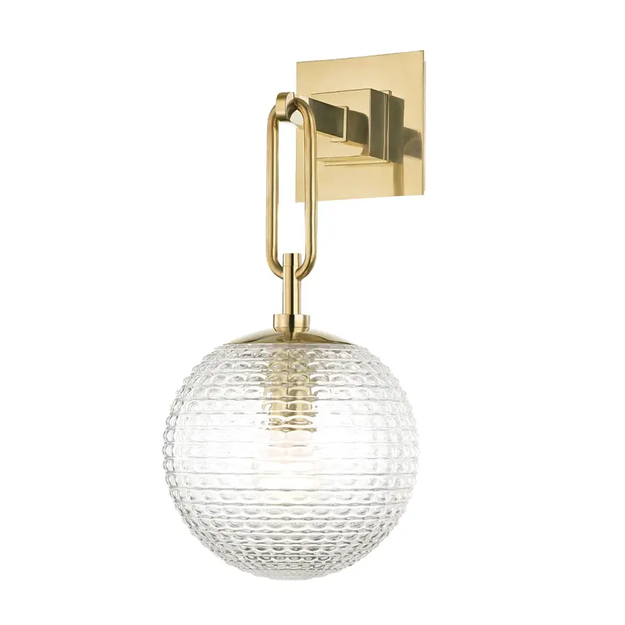 Jewett One Light Wall Sconce in Aged Brass