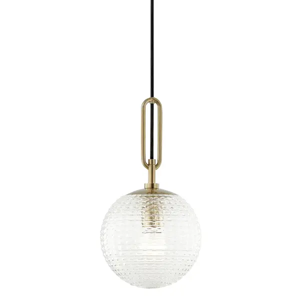 The Jewett pendant delivers refined style in a compact 8-inch profile. Its aged brass finish and etched glass shade create warm, diffused light perfect for intimate spaces. The adjustable cord offers installation flexibility.