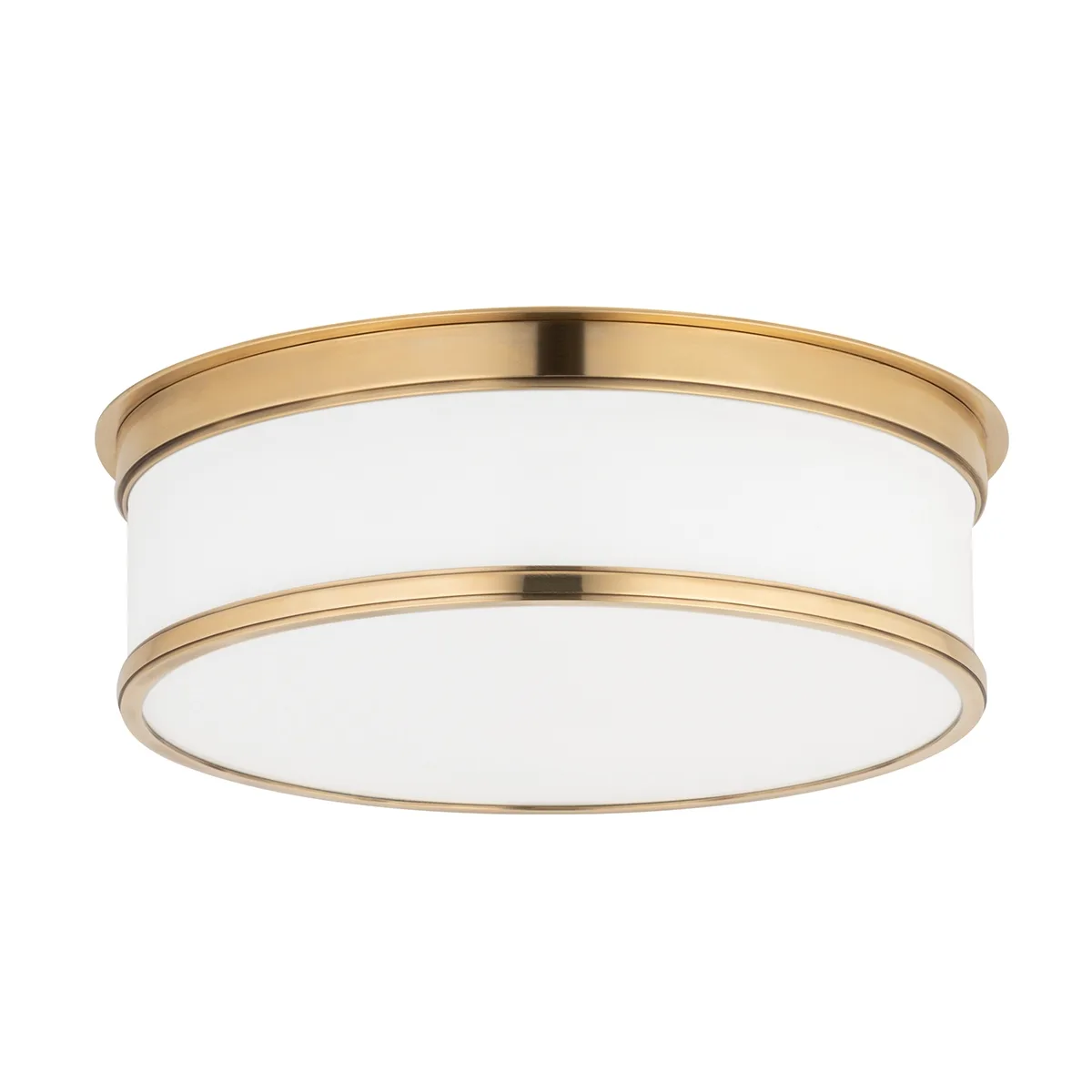 Geneva 3-Light Flush Mount in Aged Brass