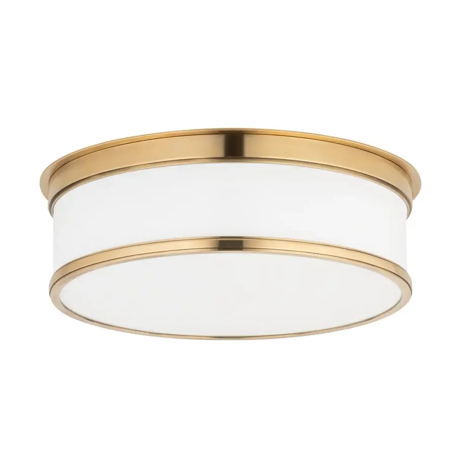 Geneva 3-Light Flush Mount in Aged Brass