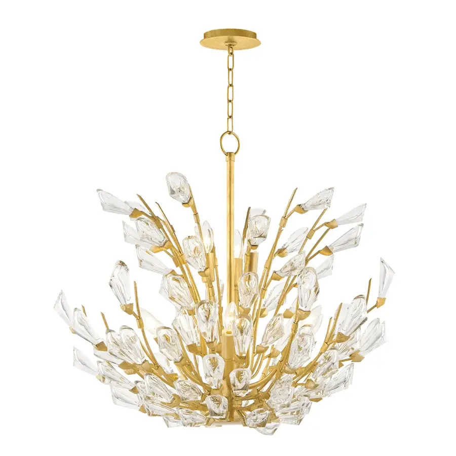 Tulip 9-Light Chandelier in Gold Leaf