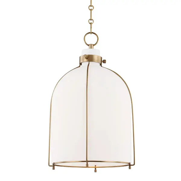 The Eldridge pendant combines minimalist design with industrial appeal through its open cage structure and exposed bulb aesthetic. The glass shade allows light to pour through while the detailed hook and loop chain adds refined character.