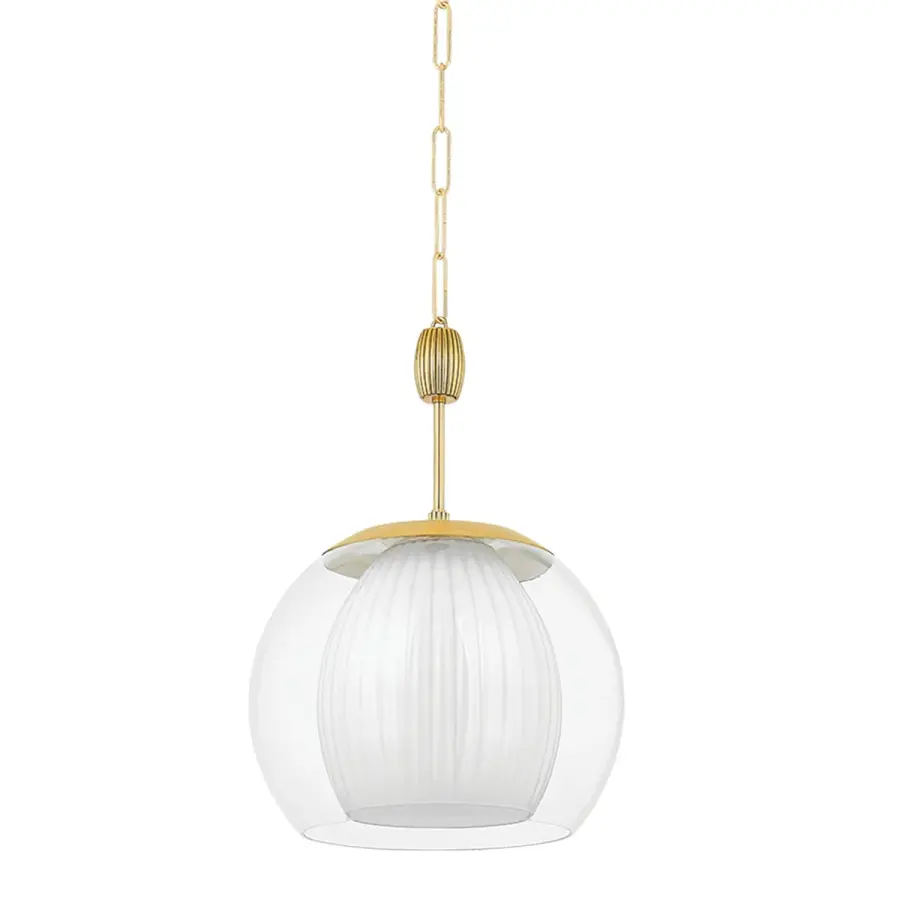 Clementon Single Light Pendant in Aged Brass - Image 1