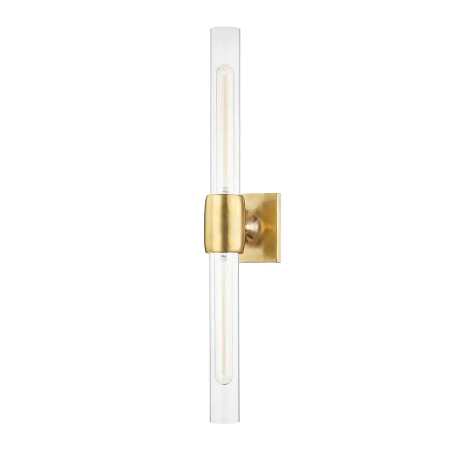 Hogan 2-Light Wall Sconce in Aged Brass - Image 1