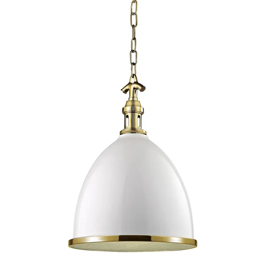 Viceroy One Light Pendant in White/Aged Brass - Image 1