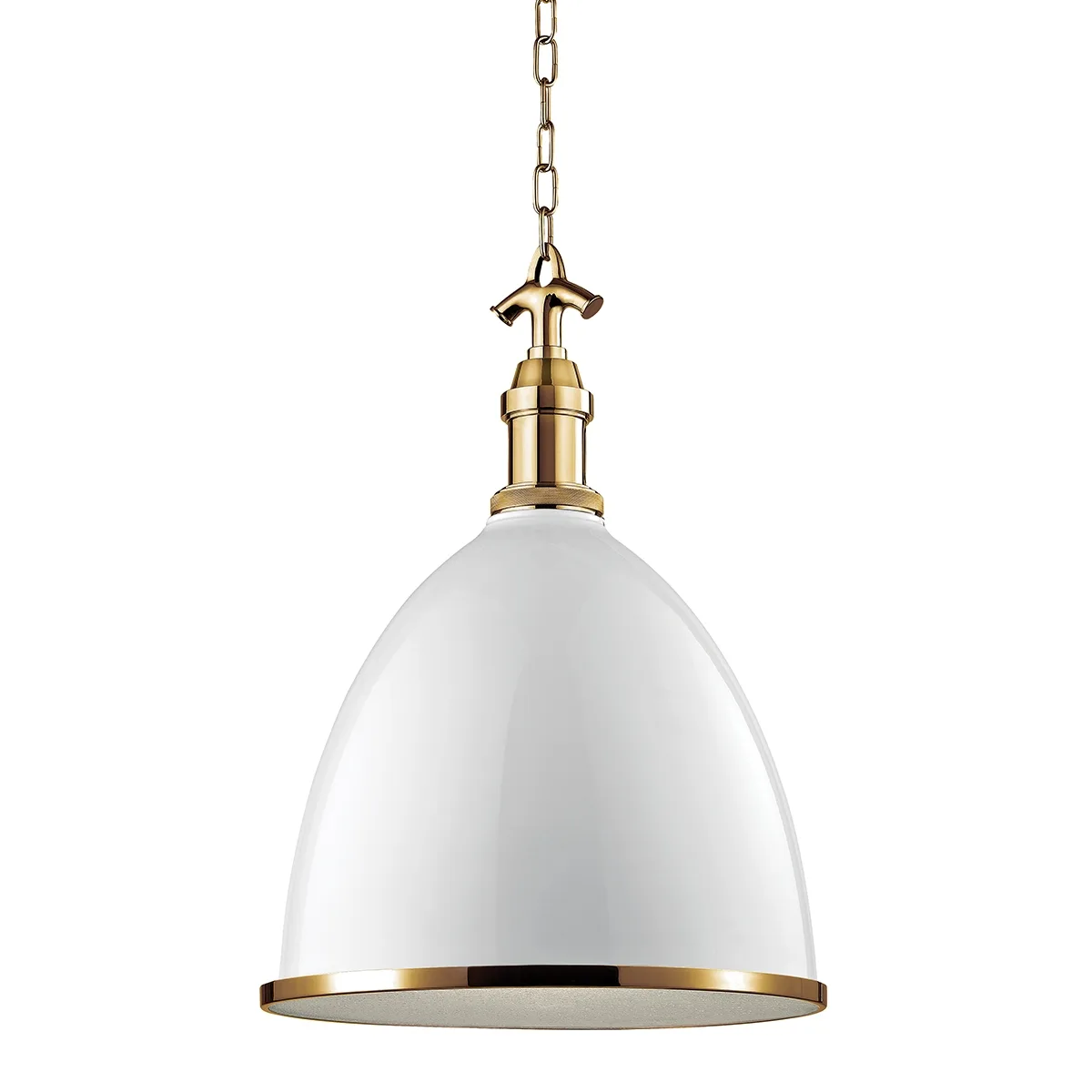 Viceroy One Light Pendant in White/Aged Brass