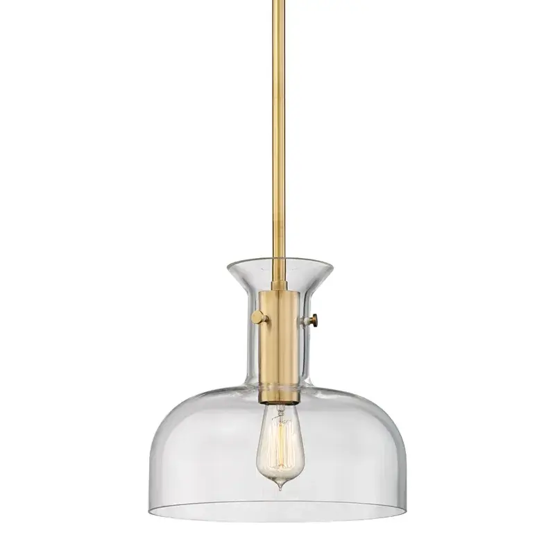 Coffey One Light Pendant in Aged Brass