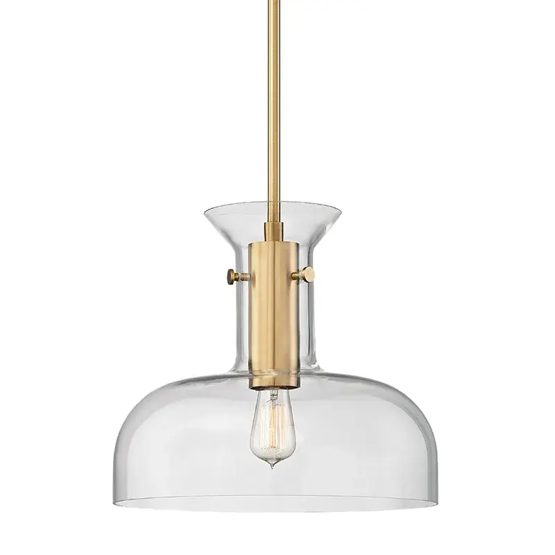 Coffey One Light Pendant in Aged Brass