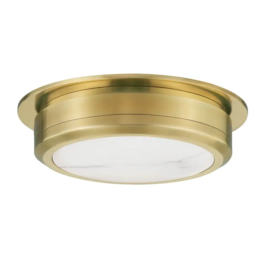 Greenport 14" LED Flush Mount in Aged Brass - Image 1