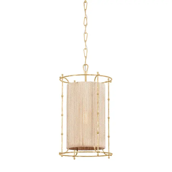 Jones Point blends natural materials with refined metalwork, creating a warm, textural focal point. The hand-woven bleached abaca shade and hammered Vintage Gold Leaf frame deliver organic sophistication perfect for transitional and coastal-inspired spaces.