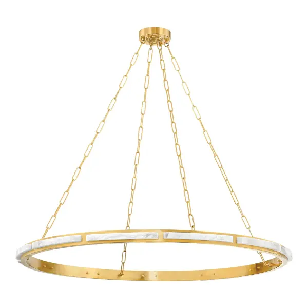 The Wingate combines organic alabaster with refined Aged Brass in a striking 48-inch linear design. Integrated LED illuminates the natural stone beautifully while the concealed light source maintains clean lines. A showpiece for modern interiors.