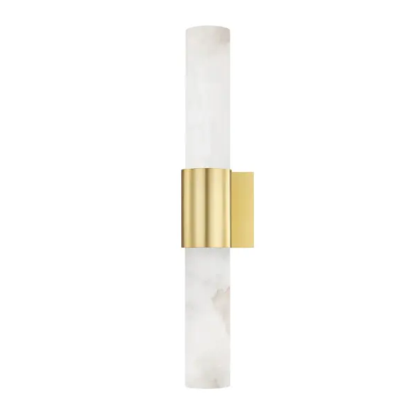 The Barkley combines cast metal craftsmanship with natural alabaster for soft, flattering illumination. Its 23.75-inch height provides ample light for vanity tasks while the offset backplate adds visual interest. Perfect for modern bathrooms seeking warmth.
