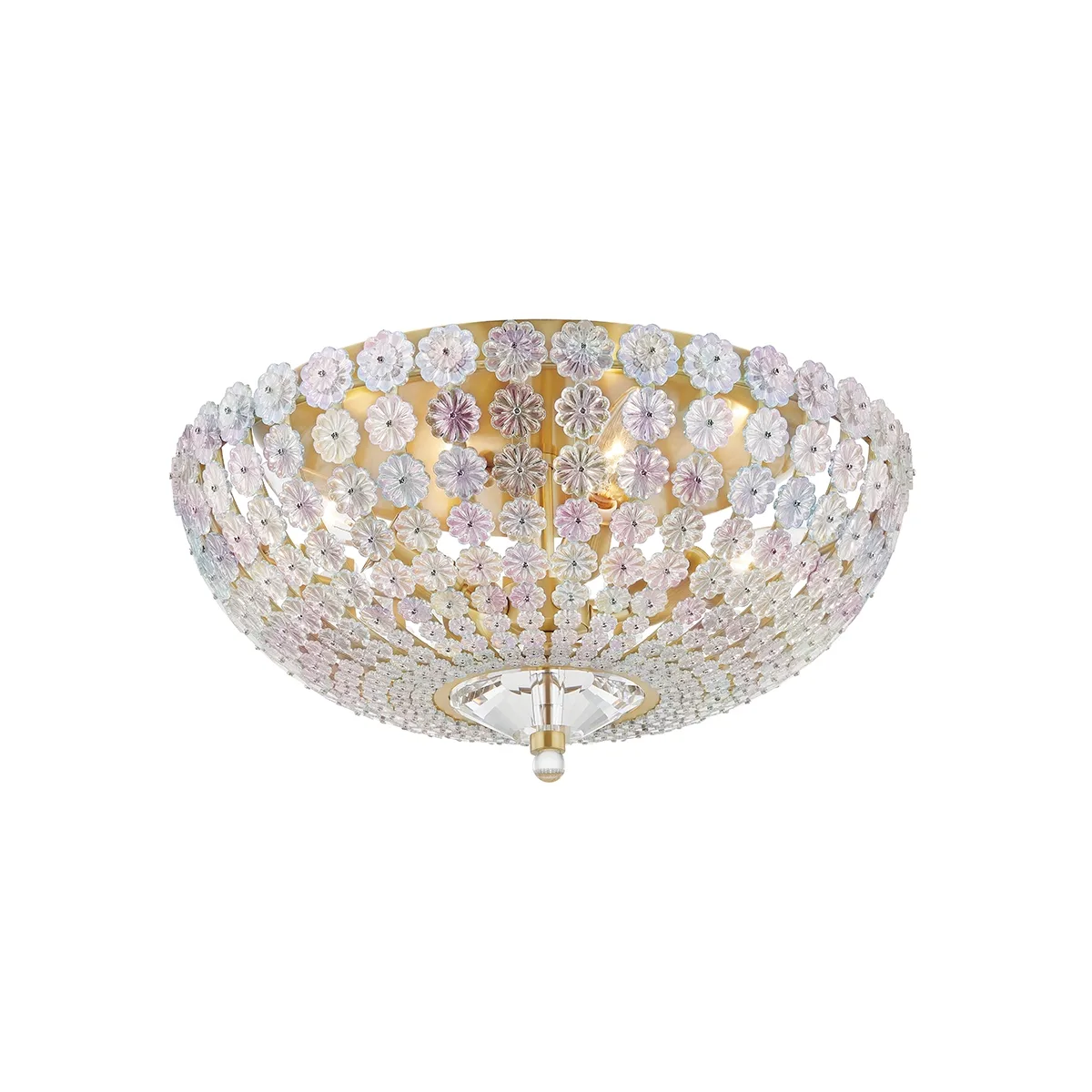Floral Park 4-Light Semi-Flush Mount in Aged Brass