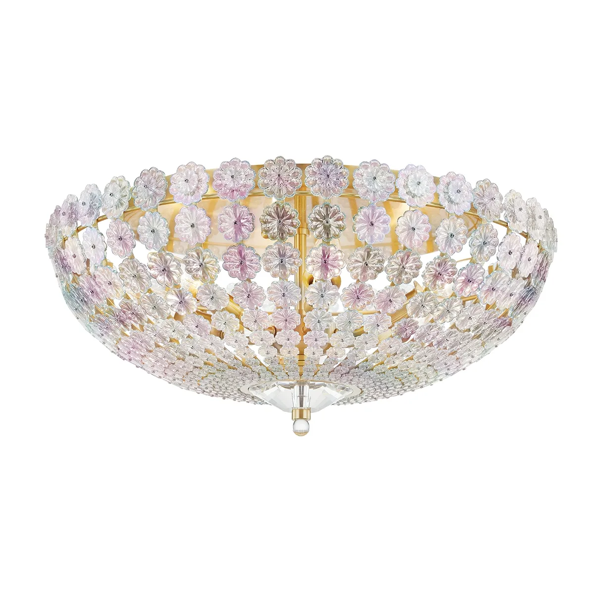 Floral Park 6-Light Semi-Flush Mount in Aged Brass