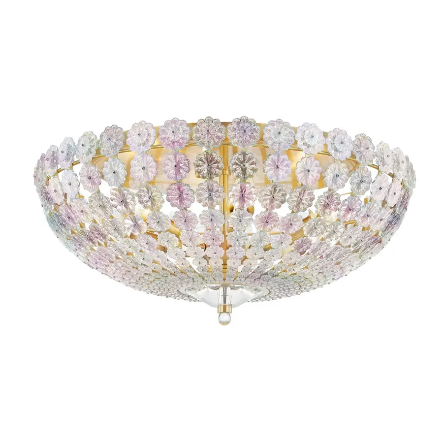 Floral Park 6-Light Semi-Flush Mount in Aged Brass