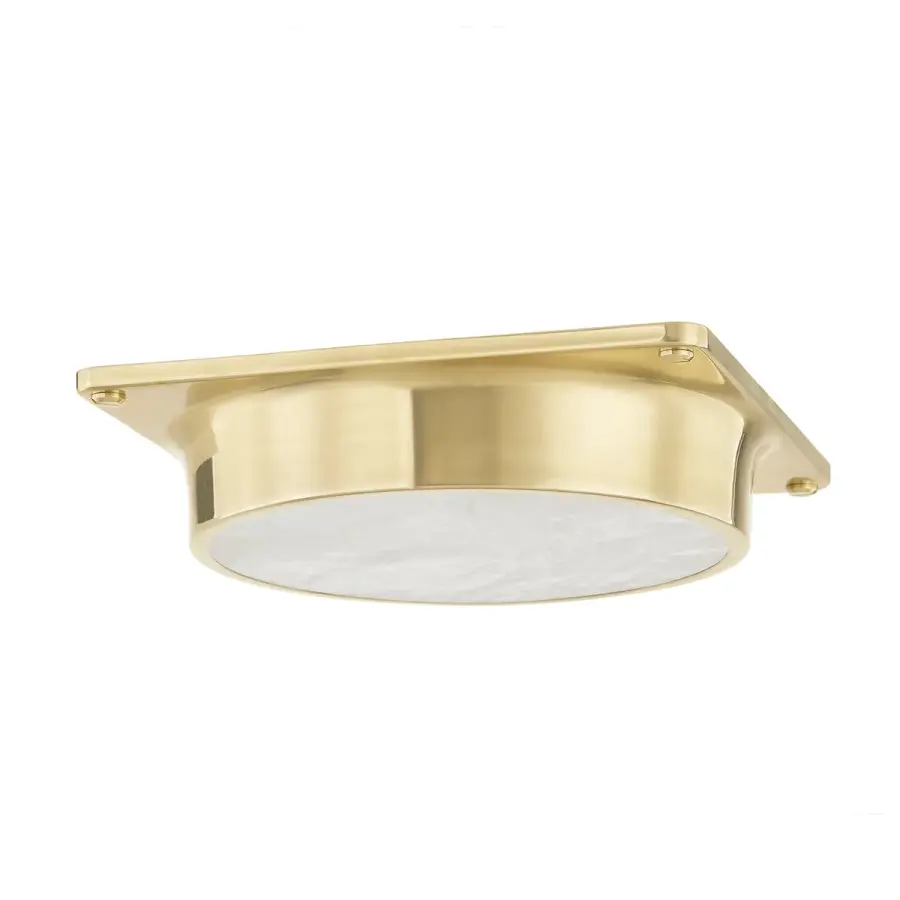 Greenwich LED Flush Mount in Aged Brass - Image 1