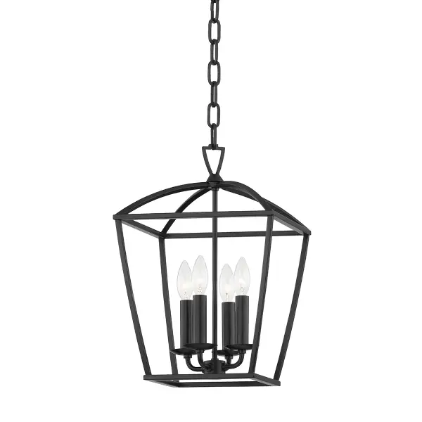 Bryant reimagines the traditional lantern with a slender framework and soft curves. Its open design allows light to radiate freely in all directions, making it ideal for transitional spaces. The Aged Iron finish adds old-world charm.