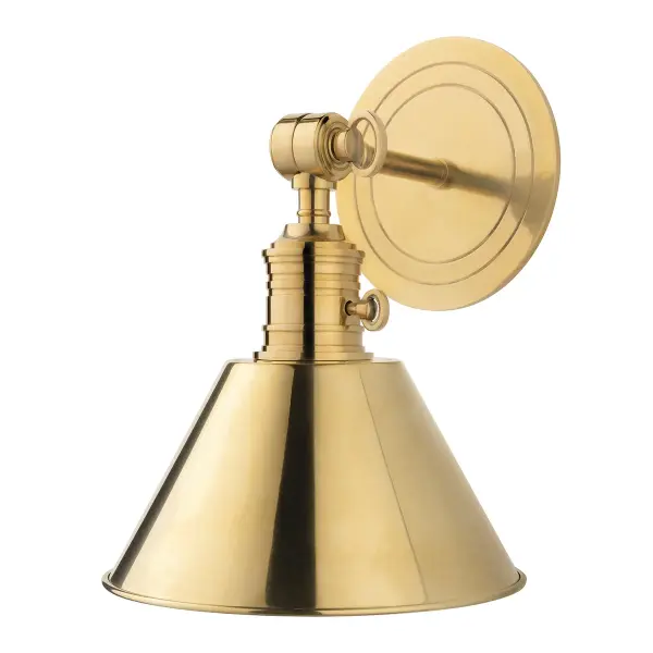 Garden City delivers timeless industrial style with practical adjustability. The aged brass finish and cone shade create warmth while maintaining clean lines. Perfect for task lighting in bathrooms, kitchens, or offices where both form and function matter.